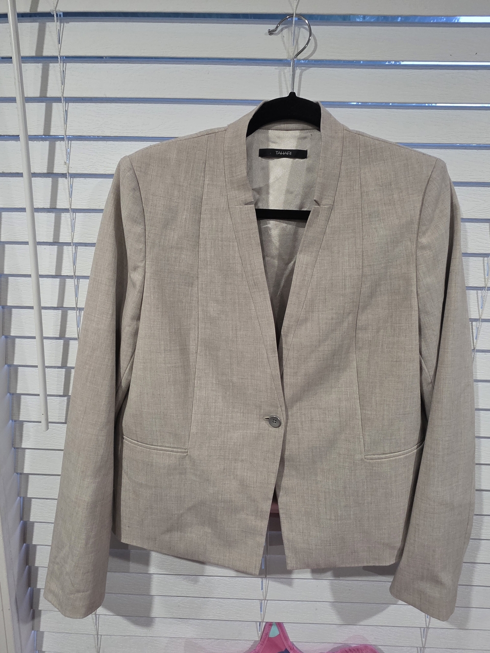 Tahari Grey Shawl Collar Single-Button Blazer